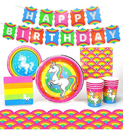 Rainbow Unicorn Party Pack for 8 Guests